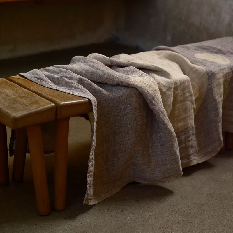 Strandtuch aus Leinen HIETSU - cinnamon-blue (95 x 180 cm)