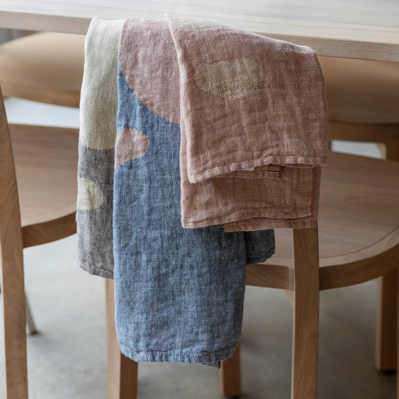 Strandtuch aus Leinen HIETSU - cinnamon-blue (95 x 180 cm)