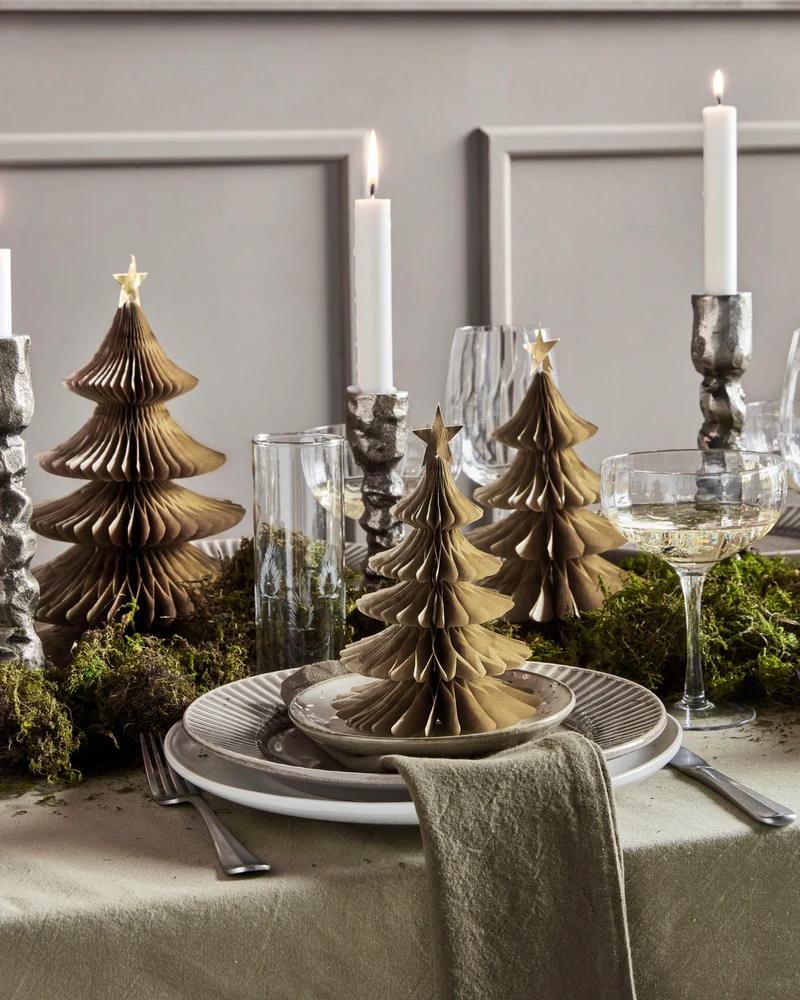 Weihnachtsbaum aus Papier gold - 3er Set