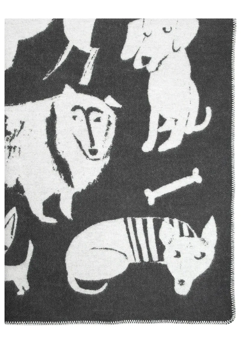 Wolldecke Koirapuisto - dark grey-white (130 x 180 cm)