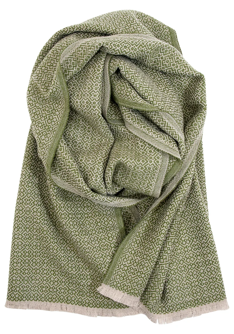 Wollschal Koli aus Merino-Wolle – Beige-Olive (60 × 220 cm)