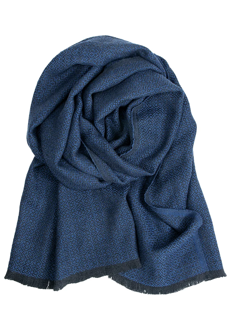 Wollschal Koli aus Merino-Wolle - Schwarz-Blau (60 × 220 cm)