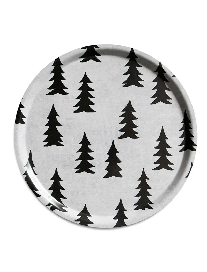 Tablett Gran - Ø 38 cm - schwarz/weiss