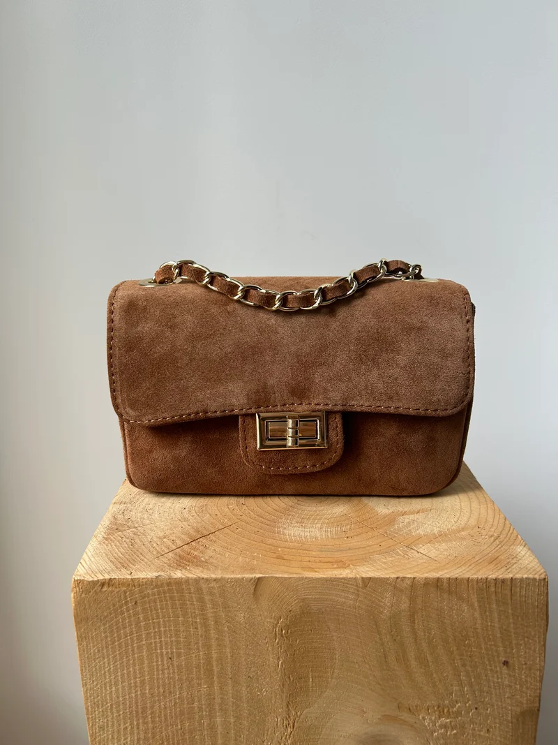 kleine Handtasche aus Wildleder - camel