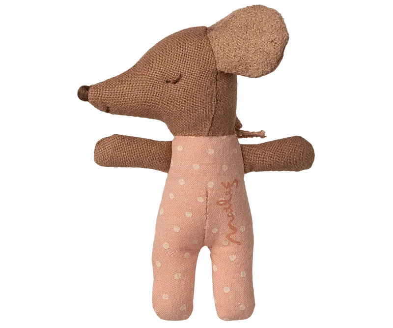 Sleepy wakey baby mouse in matchbox - Rose
