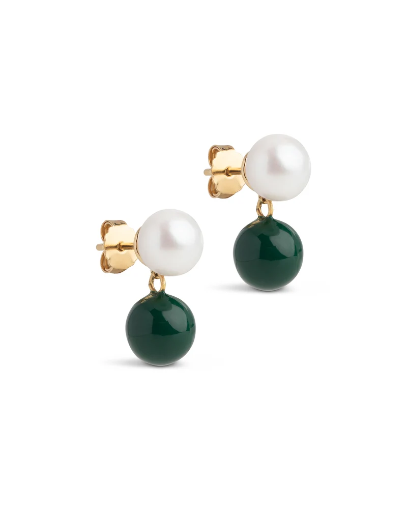 Ohrstecker Columba - gold/petrol/pearl