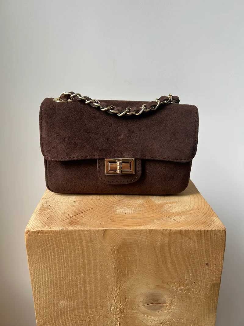 kleine Handtasche aus Wildleder - schokoladenbraun