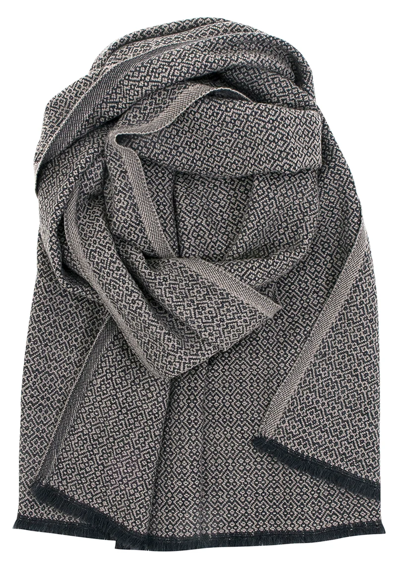 Wollschal Koli aus Merino-Wolle - Schwarz-Beige (60 × 220 cm)