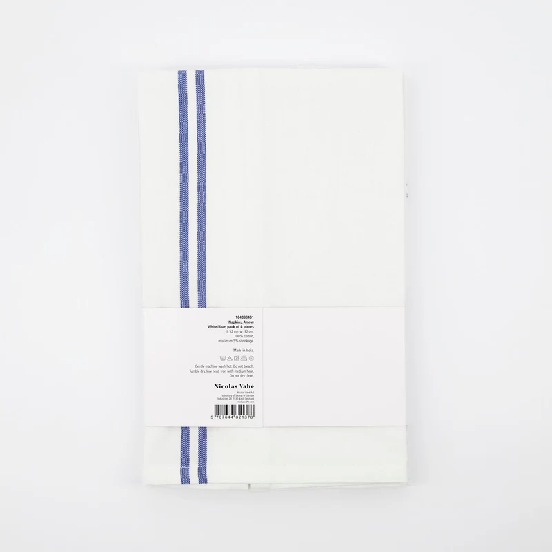 Servietten Amow - weiß/blau 4er Set