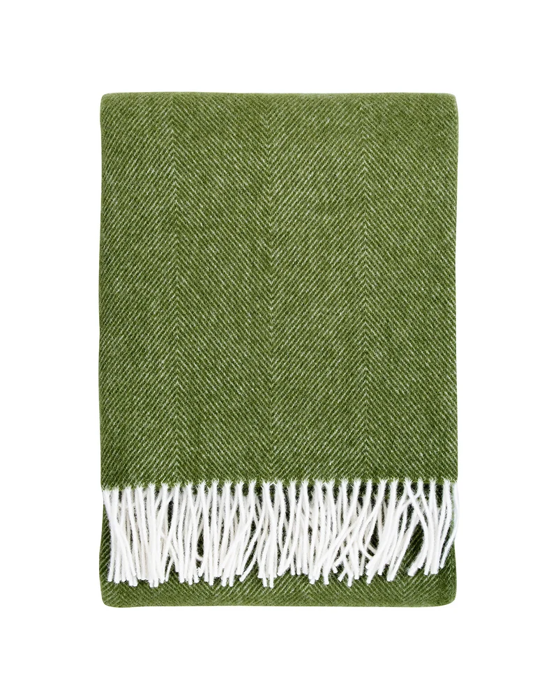 Wolldecke Arvo - white-olive (130 x 180 cm)