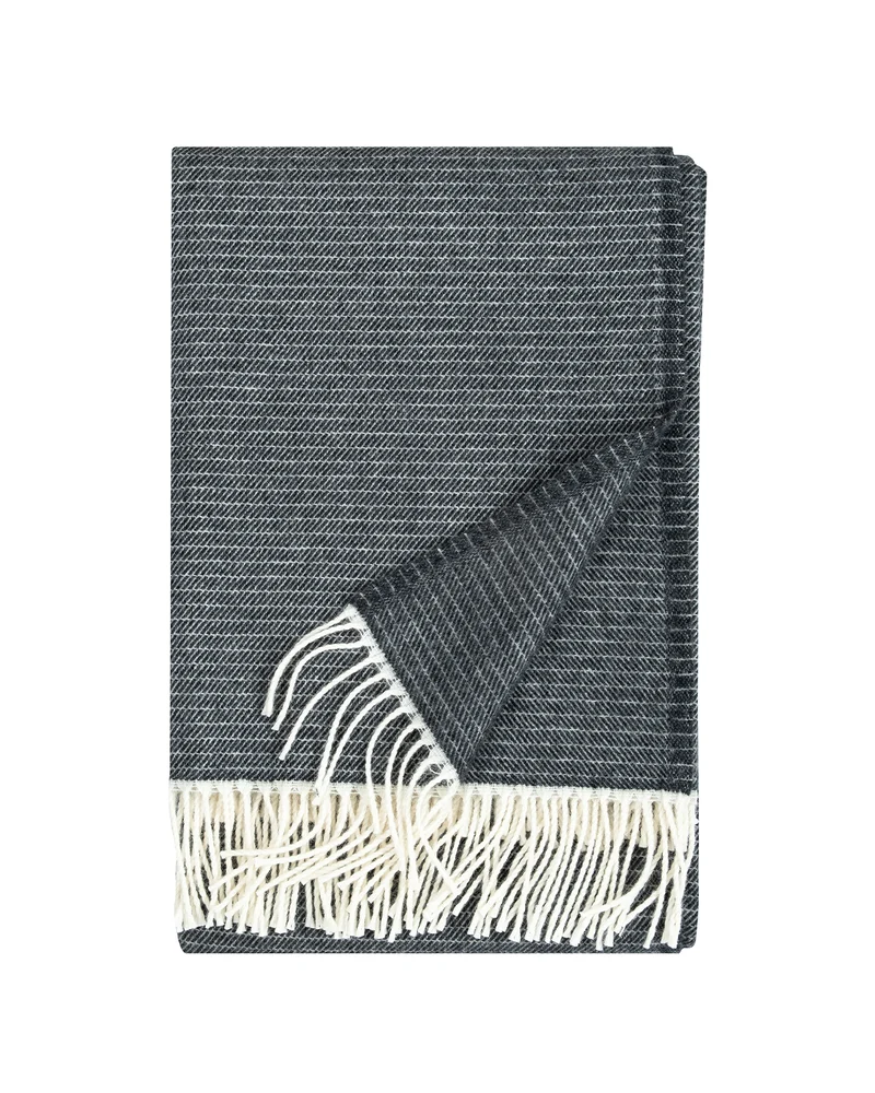 Wolldecke Lepo - white-black (135 x 180 cm)