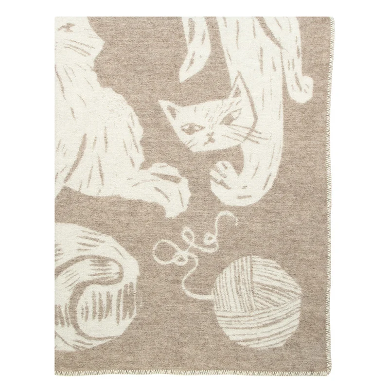 Wolldecke Kissanpäivät - beige-white (130 x 180 cm)