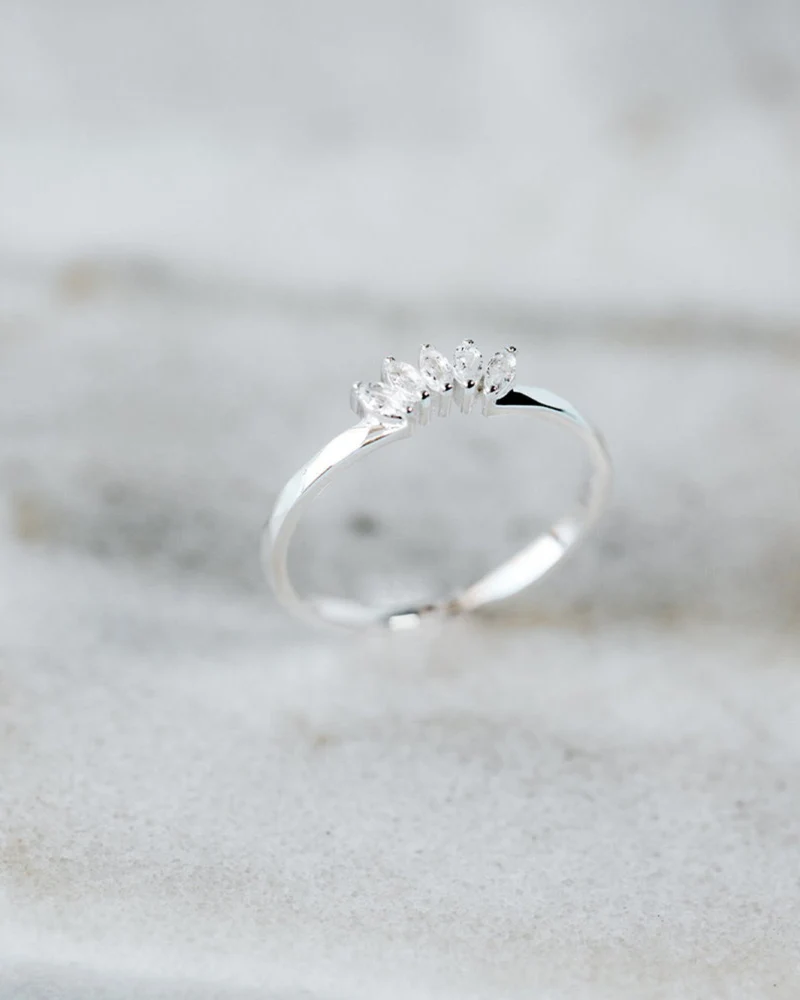 Ring Theodora - silber/weiß