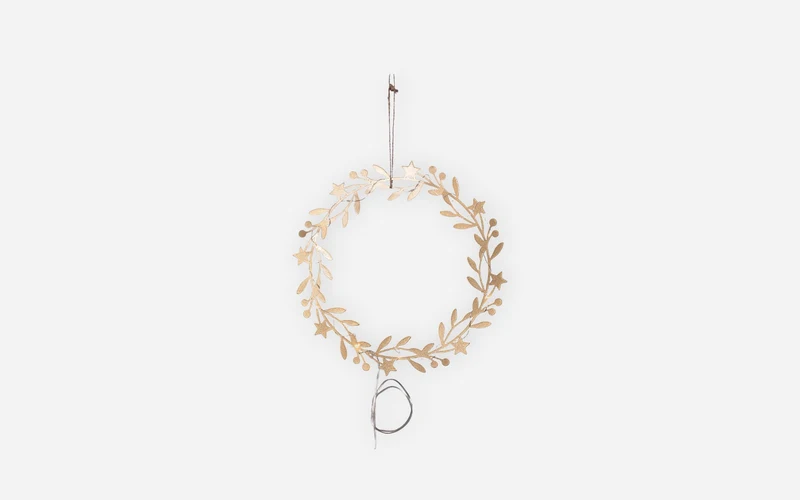 Metall Kranz mit Beleuchtung Holiday, goldfarbig, 28 cm Holiday