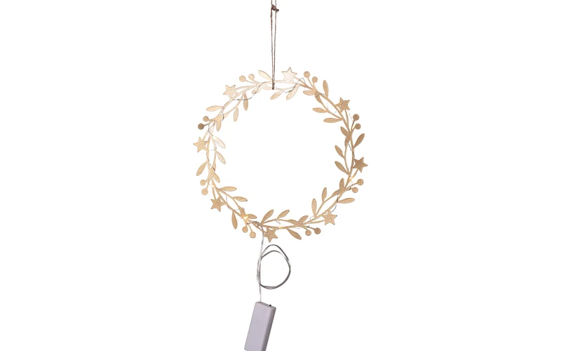 Metall Kranz mit Beleuchtung Holiday, goldfarbig, 28 cm Holiday