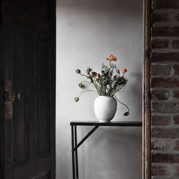 Vase aus Keramik - glänzend weiß 22 cm