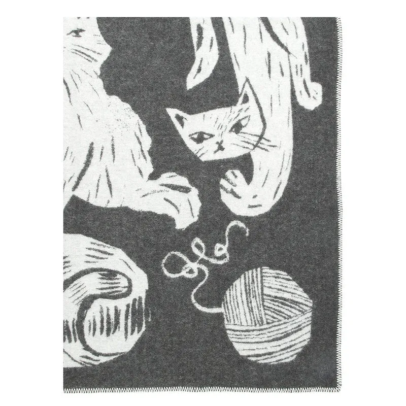 Wolldecke Kissanpäivät - dark grey-white (130 x 180 cm)