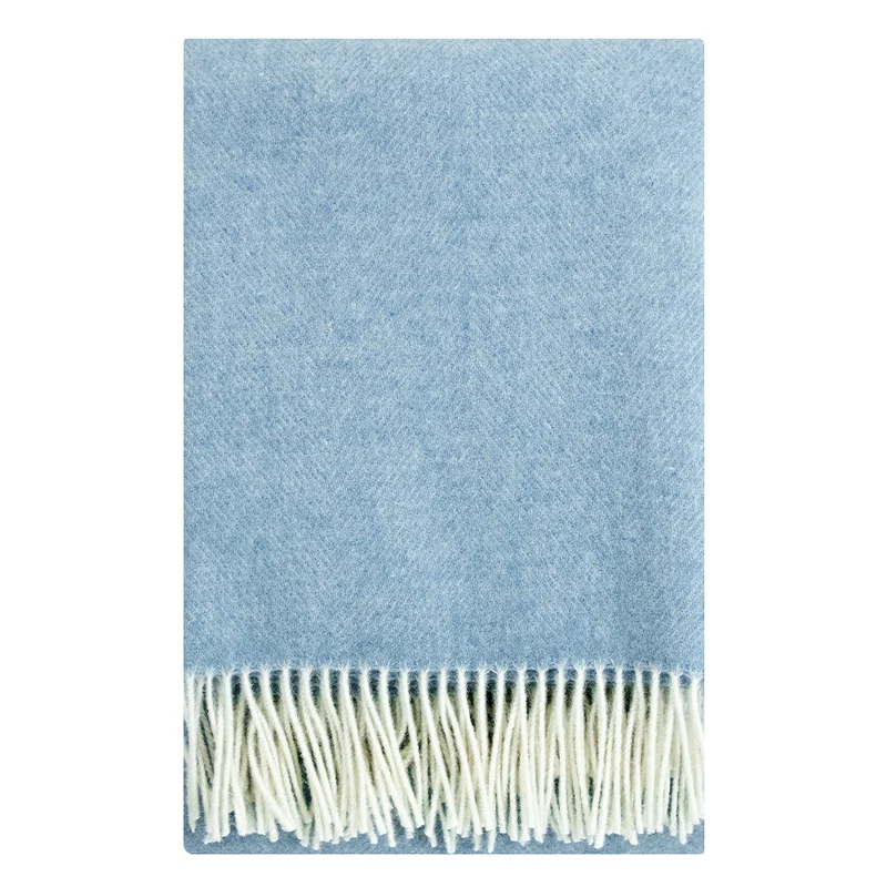 Wolldecke Arvo - white-natural dyed woad (130 x 180 cm)