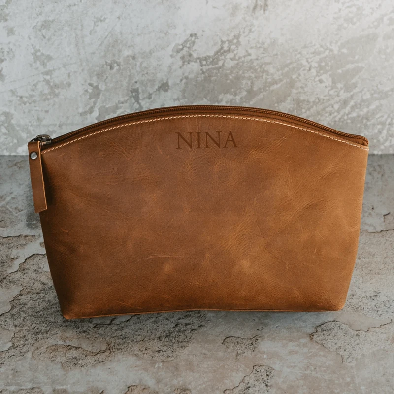 Kosmetiktasche aus Büffelleder