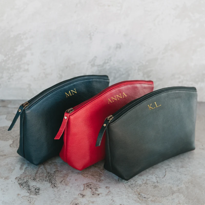 Kosmetiktasche aus genarbtem Leder