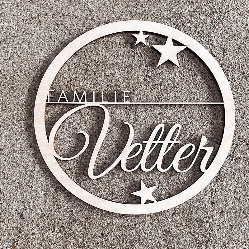 Holzkranz Winter mit Familienname