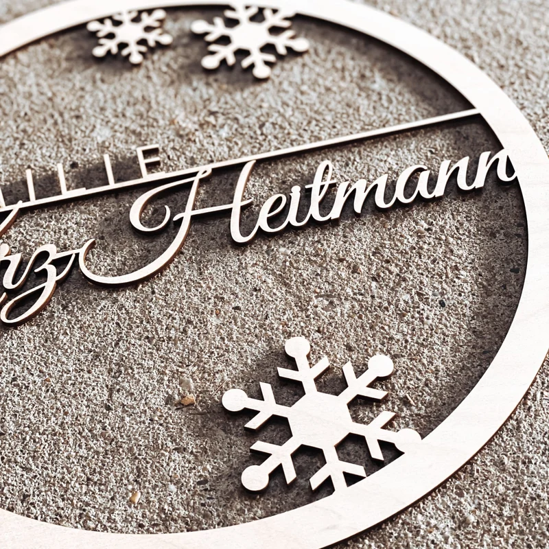 Holzkranz Winter mit Familienname