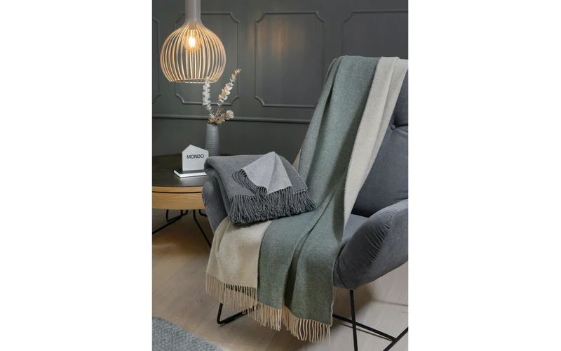 Kaschmir Plaid Yasu Doubleface, grau/silber, 130 x 170 cm Yasu Doubleface