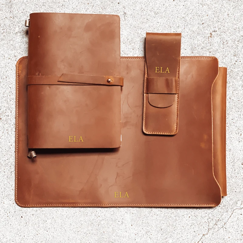 Set Laptophülle, Notizbuch und Stifthalter