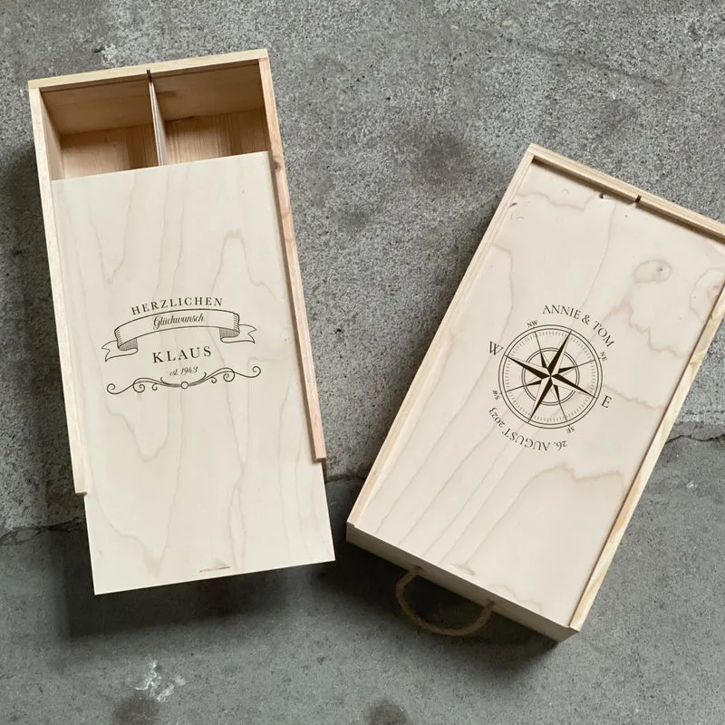 Weinkiste personalisiert für zwei Flaschen