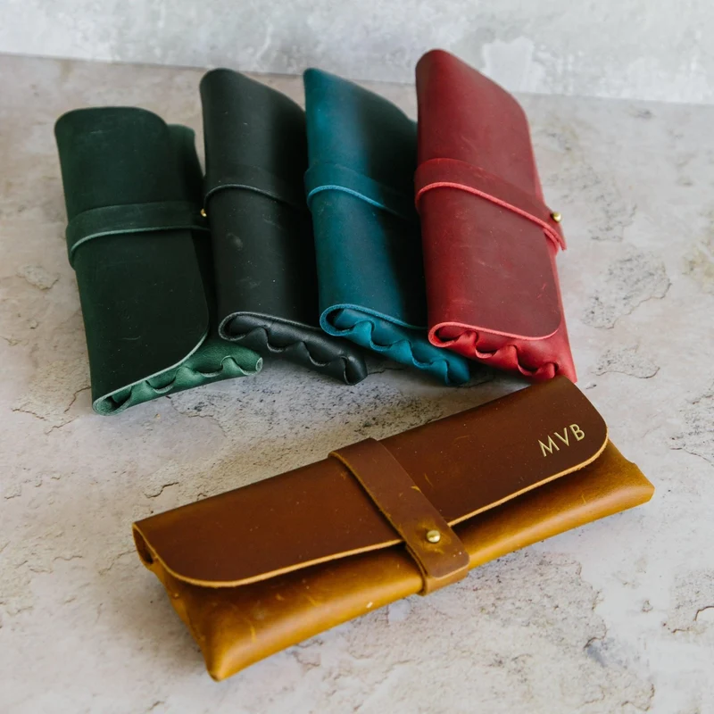 Leder-Etui mit Prägung personalisiert 'Lauren'