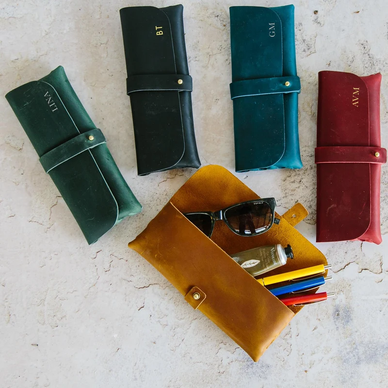 Leder-Etui mit Prägung personalisiert 'Lauren'
