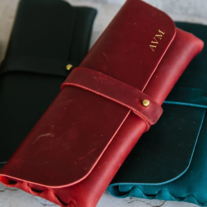 Leder-Etui mit Prägung personalisiert 'Lauren'