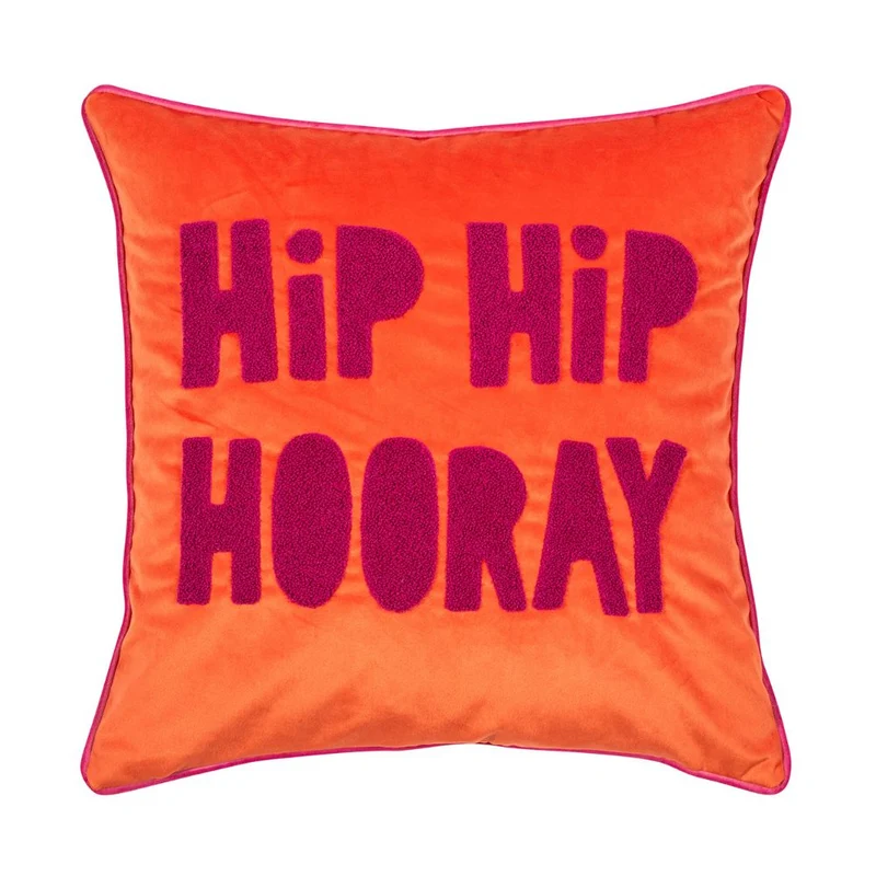 Pad Kissenhülle Hip Hip Hooray 45 x 45 cm orange