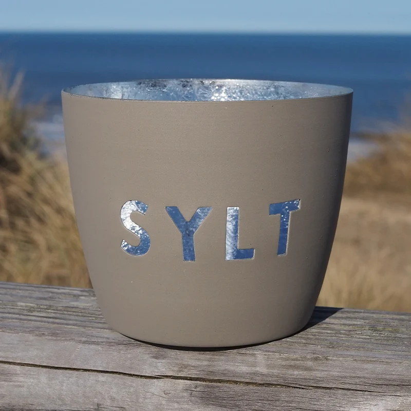 Windlicht im exklusiven Sylt Design Beige Mittel