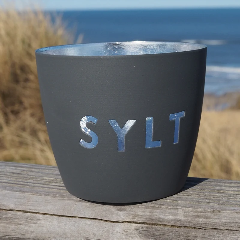 Windlicht im exklusiven Sylt Design Dunkelgrau Mittel