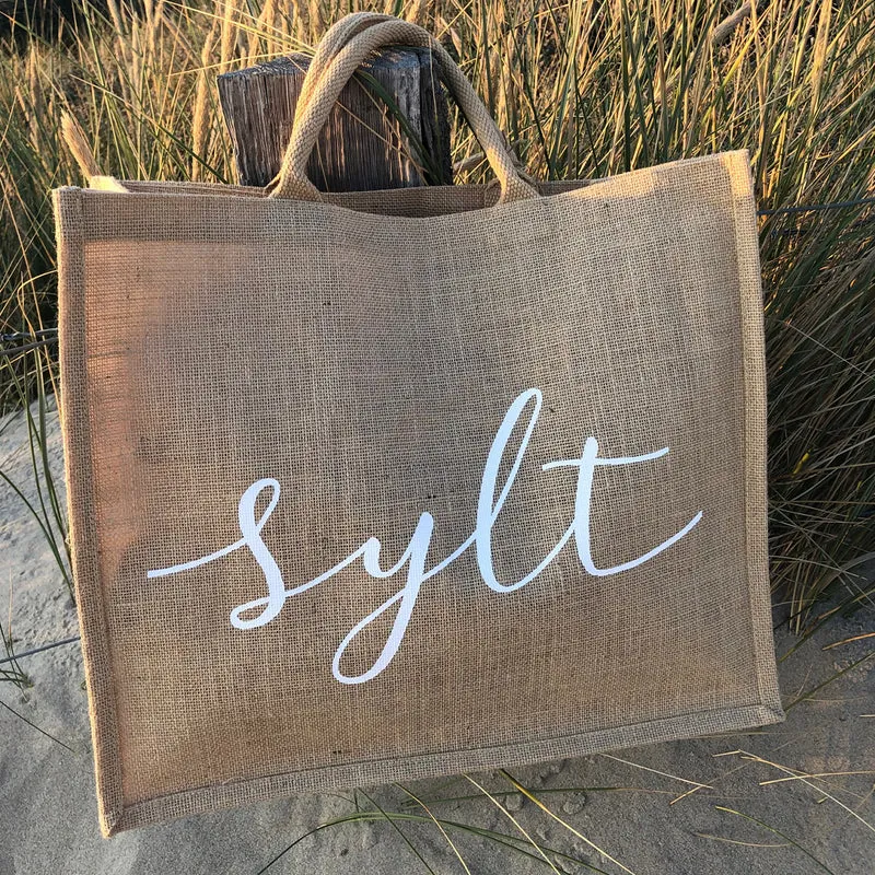 Jute-Shopper Sylt naturfarben weiß bedruckt