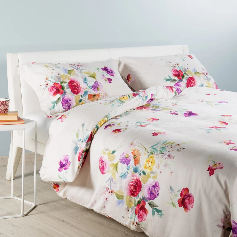Completo Copripiumino in Raso di cotone Cristal Dreaming Floreale