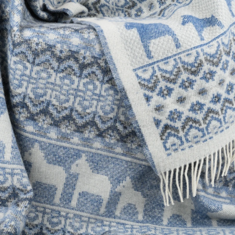 Wolldecke "PFERDCHEN"- Blau