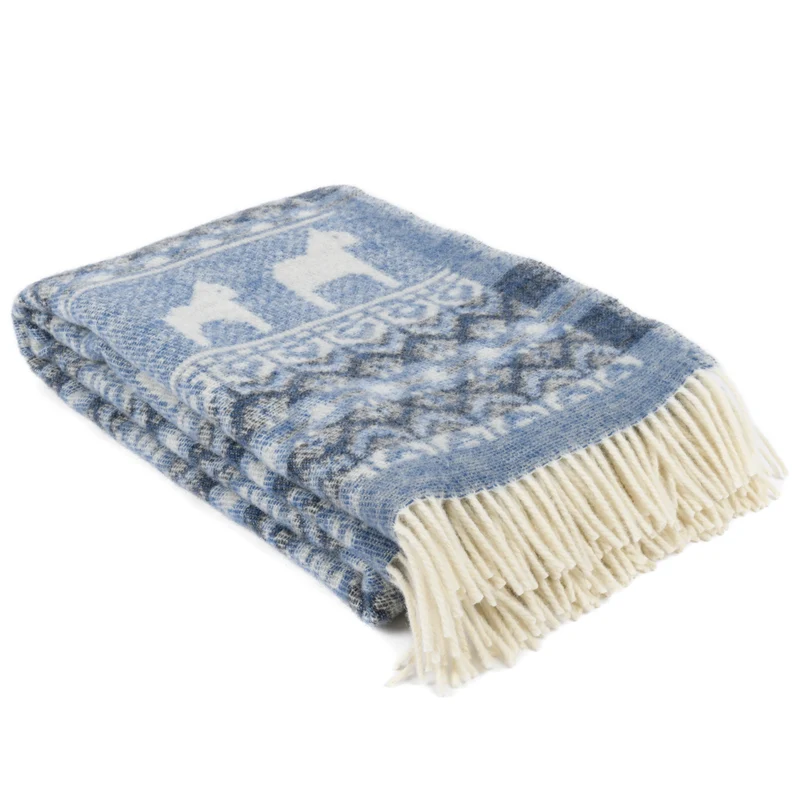 Wolldecke "PFERDCHEN"- Blau