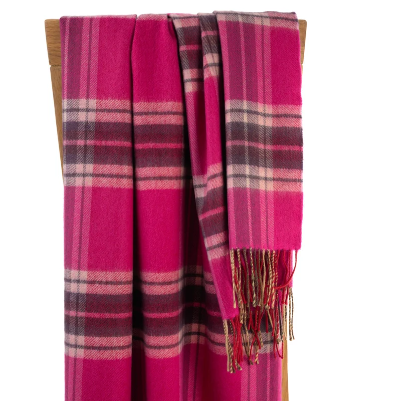 Breiter Schal aus feiner Schurwolle (Merino) - Pink