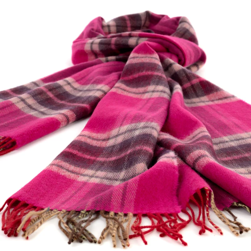 Breiter Schal aus feiner Schurwolle (Merino) - Pink