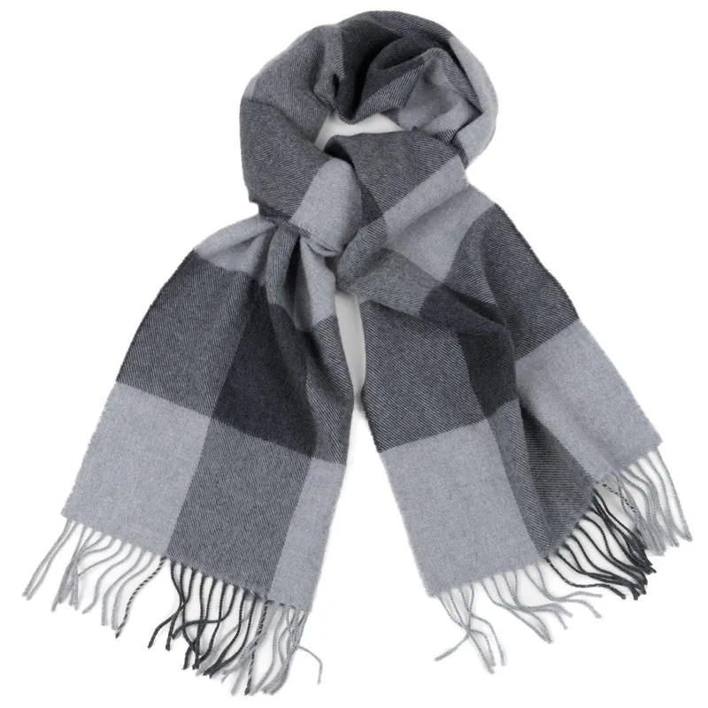 Weicher Merino-Schal, grau kariert