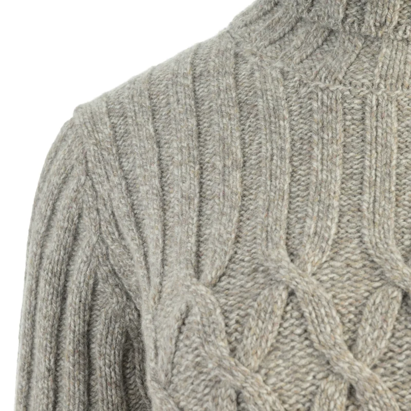 Rollkragenpullover aus feiner Merinowolle und Kaschmir