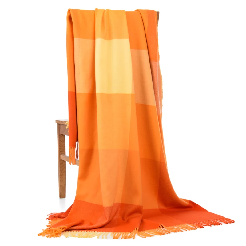 Lammwollplaid "Rubens" 140 x 190 cm, orange-gelb
