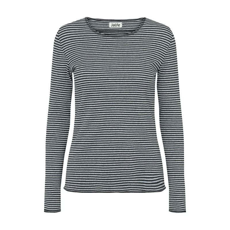 Langarm-Bio-Baumwoll-Shirt, schmal gestreift