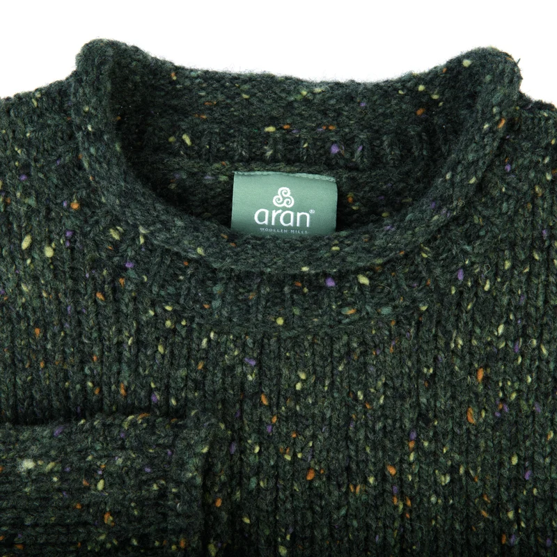 Grobstrickpullover mit Rollrand, grün