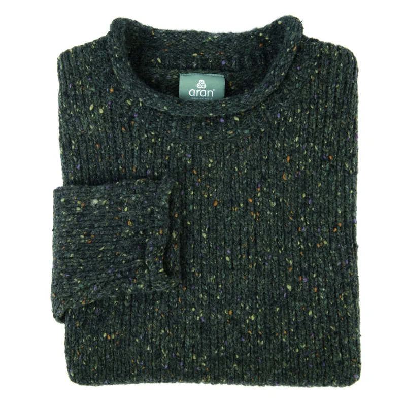 Grobstrickpullover mit Rollrand, grün