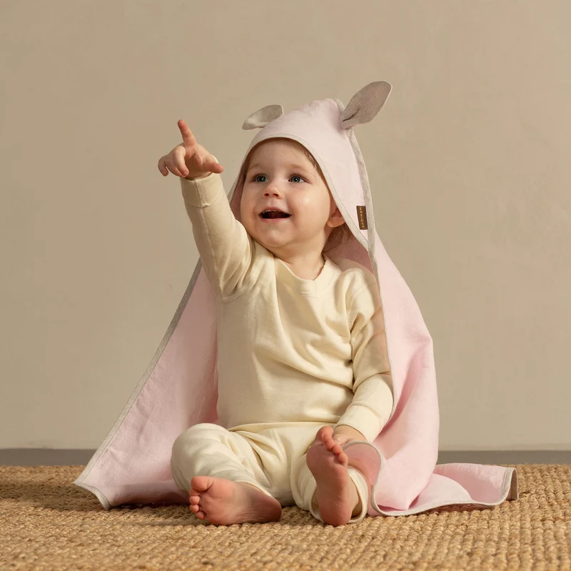 Babyhandtuch aus Leinen mit Ohren