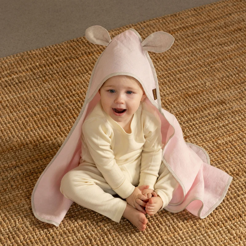 Babyhandtuch aus Leinen mit Ohren
