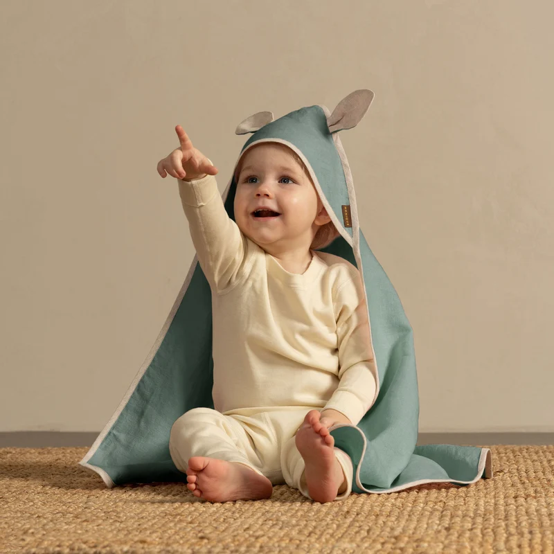Babyhandtuch aus Leinen mit Ohren